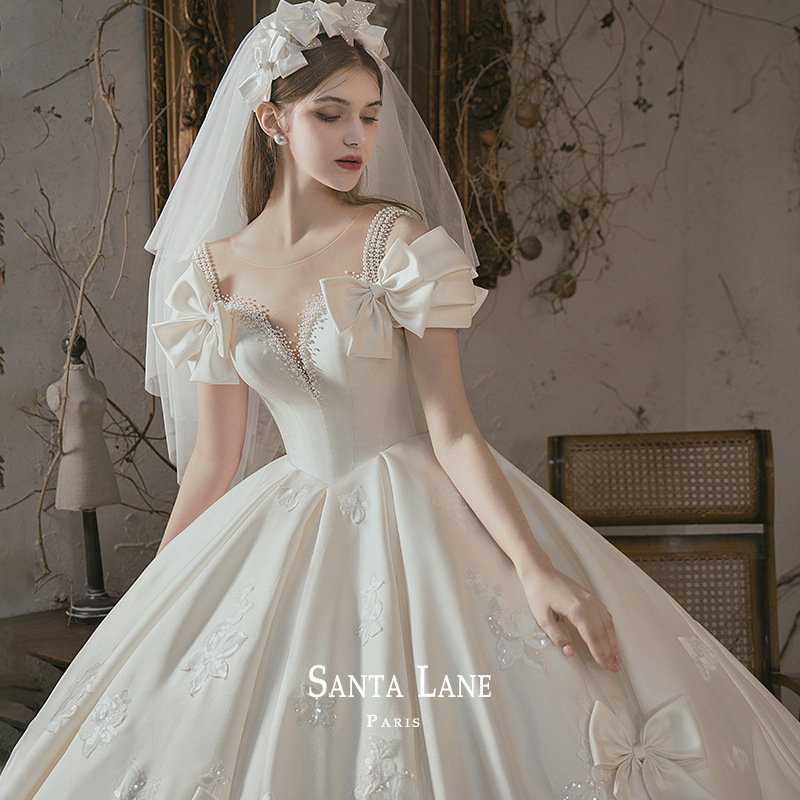 浮光 | 缎面婚纱2022新款新娘宫廷复古高级质感气质小个子大拖尾