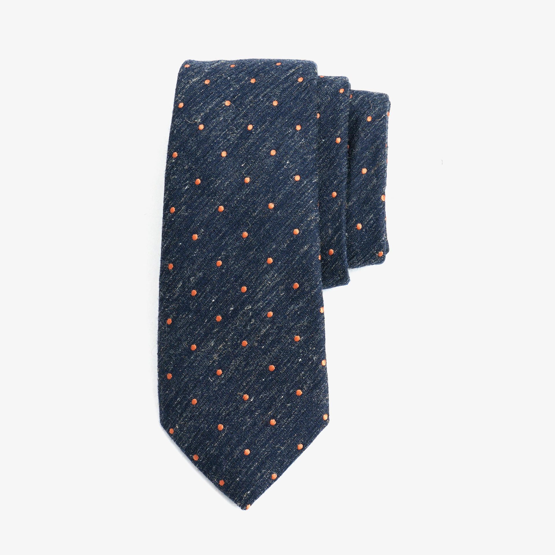 haddon & burley男复古学院风商务藏青色波点 点子真丝亚麻领带8c