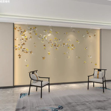 3D新中式墙纸壁画壁布客厅沙发电视背景墙壁纸银杏叶卧室无缝墙布
