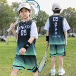 男童夏装篮球服套装2025新款中大童男孩夏季速干短袖运动服两件套