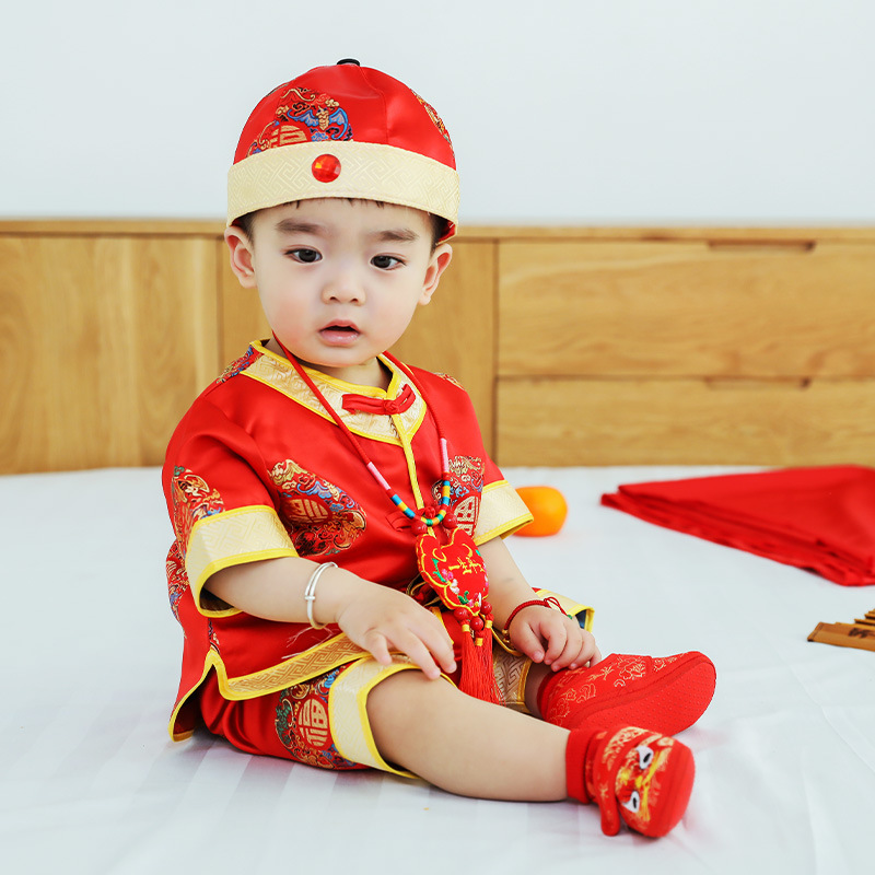 Baby Full-Year Tang Suit Boys and Girls Hanfu Summer Baby Hundred Days Zhuazhou Suit Chinese Style One-Year-Old Birthday Dress