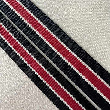 3cm宽尼龙间涤纶织带斜纹1寸黑间红/米白箱包肩带宝蓝色织带