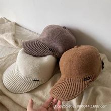 秋冬新款休闲优雅羊毛针织棒球帽显脸小鸭舌帽英伦复古马术帽女