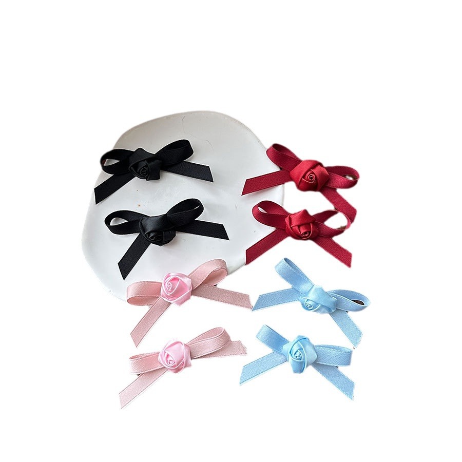 Princess Style Small Bowknot Barrettes Braided Roses Bang Clip Little Fairy Mori Style Hair Accessories