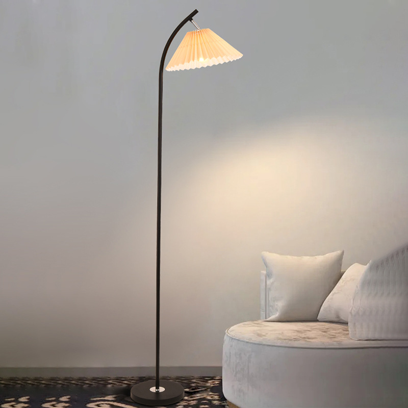 Nordic Floor Lamp Living Room Bedroom Ins Creative Vertical Long Brush Holder Pleated Smart Sofa Corner Table Lamp