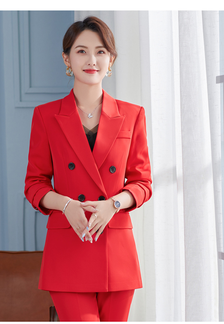 红色西装外套女春秋新款职业套装时尚气质女神范休闲炸街女士西服