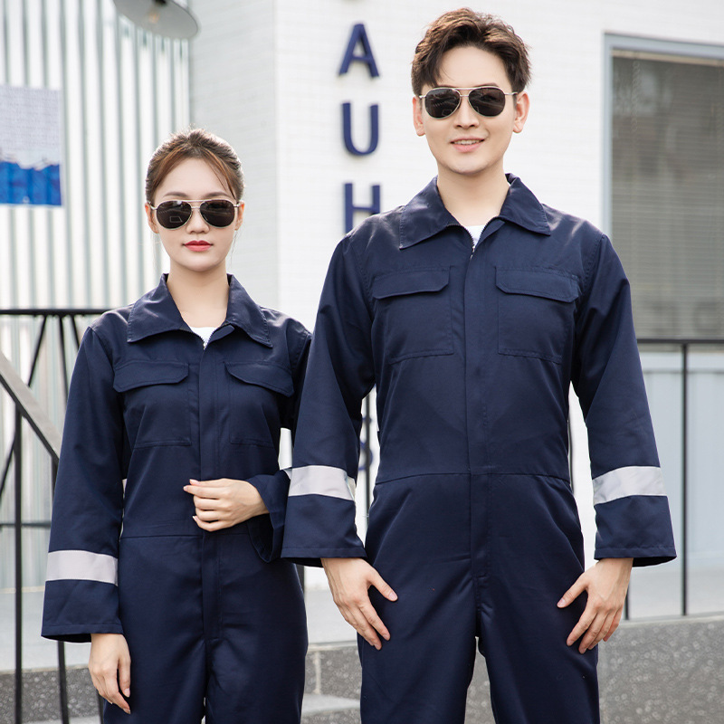 春秋长袖连体工作服反光条车间工厂工装厂服仓库劳保服工装-阿里巴巴