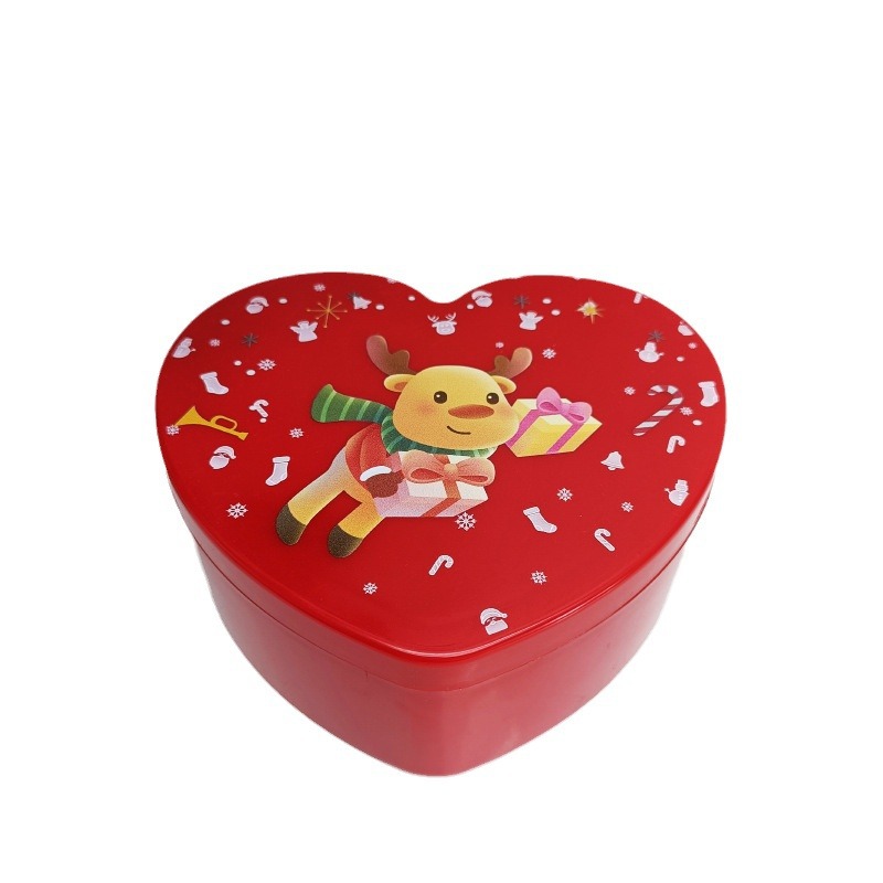 New Christmas Style Printed Double-Layer Red Heart-Shaped Jewelry Box with Mirror Ornament Storage Box Love Jewelry Box