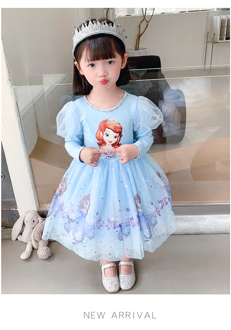 冰雪奇缘苏菲娅公主裙中小童秋装女童秋季连衣裙儿童跨境外贸裙子