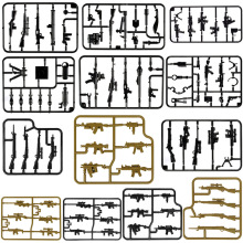 跨境批发军事系列武器片橡皮艇武器箱拼装积木玩具军事装备配件