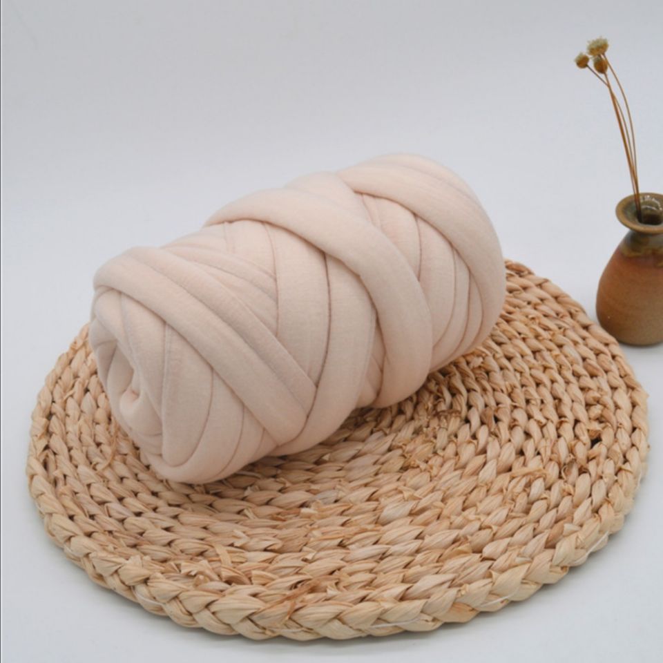 ohhio跨境新品灌芯纱粗棉布条线diy手工编织毯子毛线可机洗不掉毛