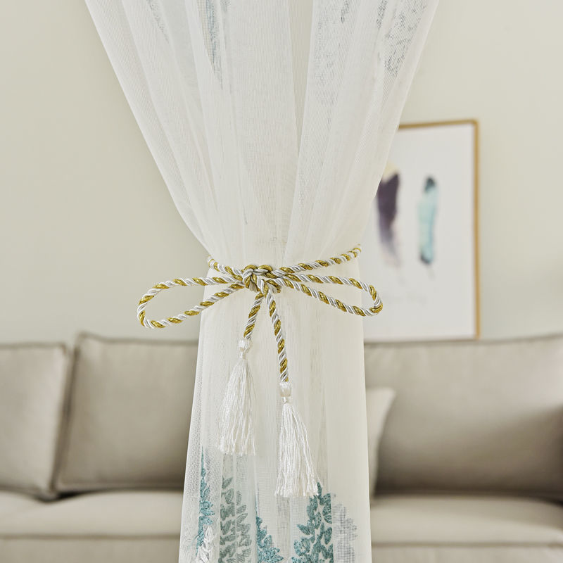 送伸缩蕾丝家用免打孔卧室门纱纱窗夏季大门刺绣杆防蚊门帘装饰帘