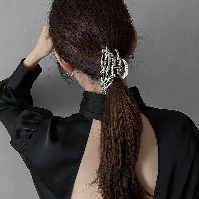 Skull Claw Metal Grip Barrettes Female Summer Special-Interest Design Back Head Updo Hair Claw Grip High Ponytail Shark Clip