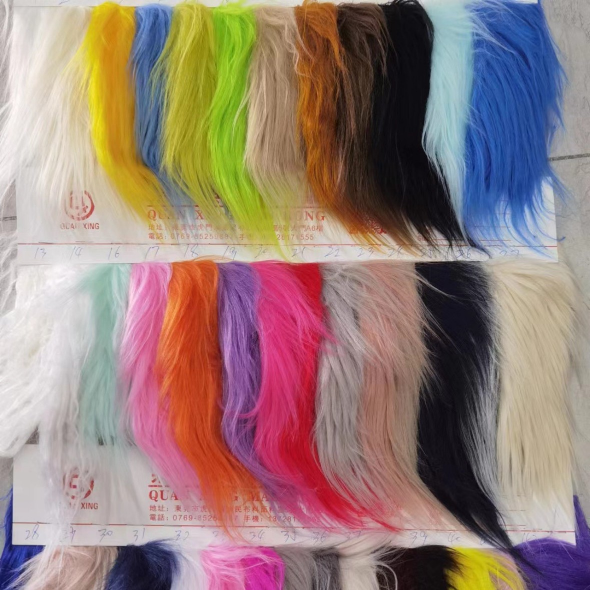 现货42色80mm90mm落水毛 长毛绒 滚束长毛 长毛绒布 毛绒布料