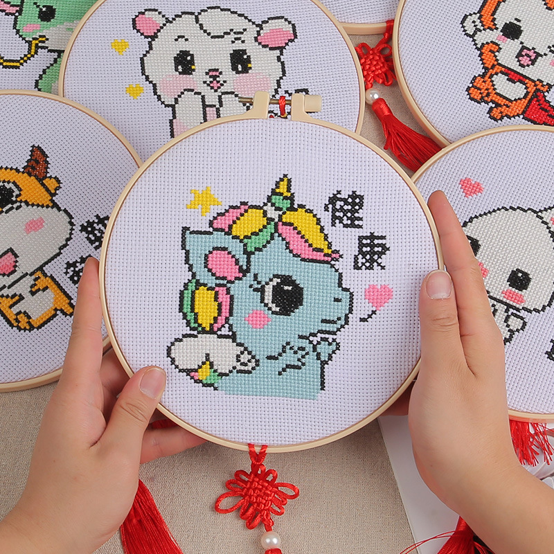 卡通十字绣儿童新款小件手工简单线绣刺绣2021小幅挂件自己绣新手