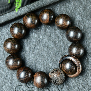 直播货源批发 工厂直销 虎皮沉香木手链单圈diy男民族风手串饰品