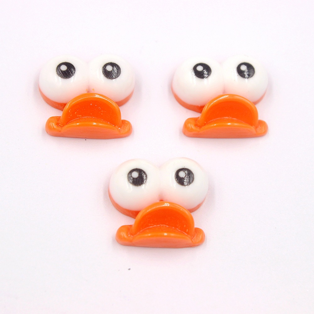 搞怪19mm卡通韩版树脂大黄鸭眼睛连接嘴巴表情毛绒玩具动物配件