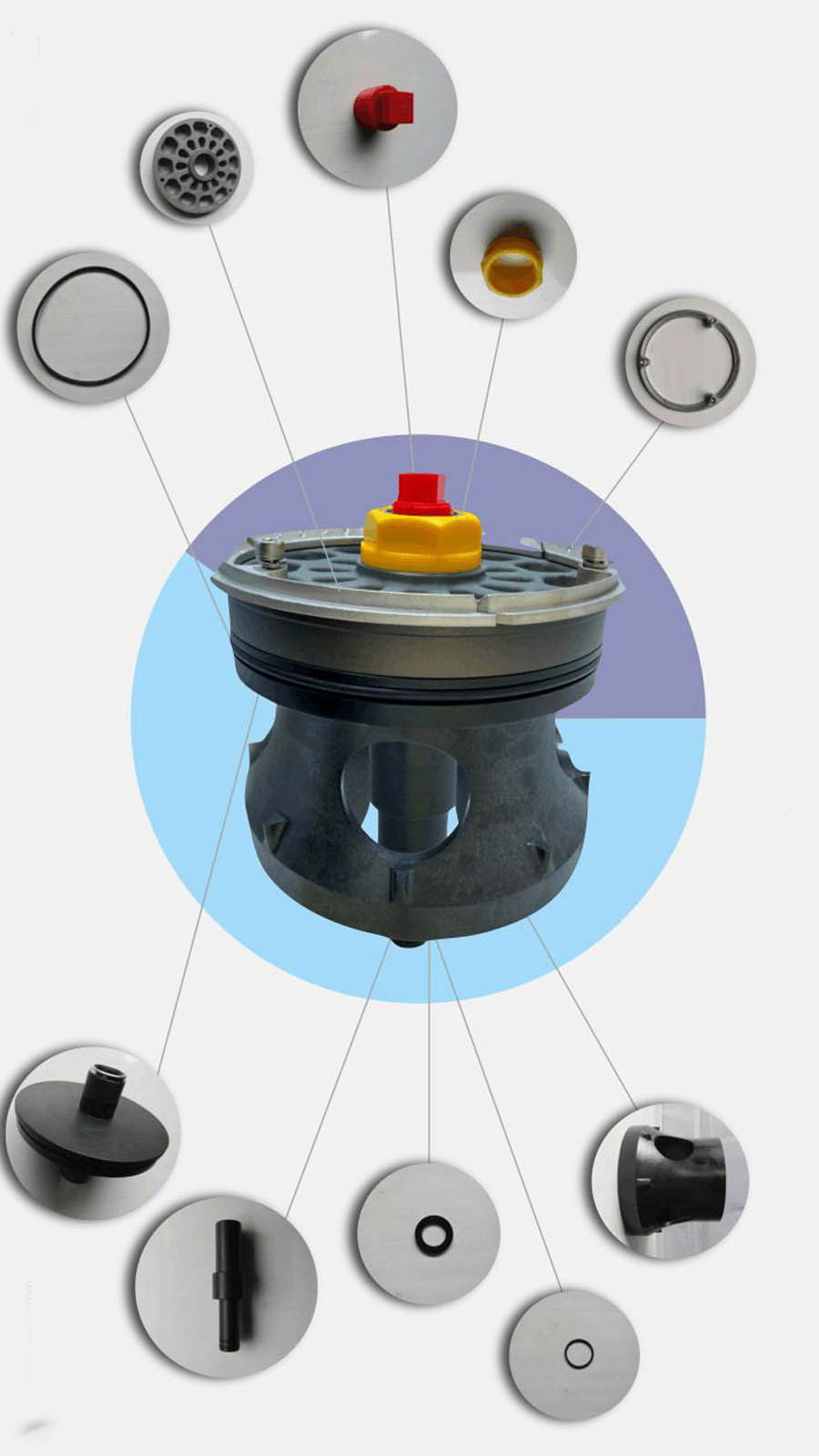 ropv反渗透纯净水设备r8040b300s玻璃钢膜壳端盖黑承压头(密封板)