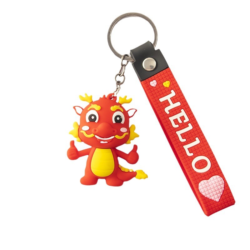 Wholesale Cartoon 2024 New Year Dragon Year Keychain Pendant Doll Ornaments Car National Fashion Blind Box Key Chain Gift