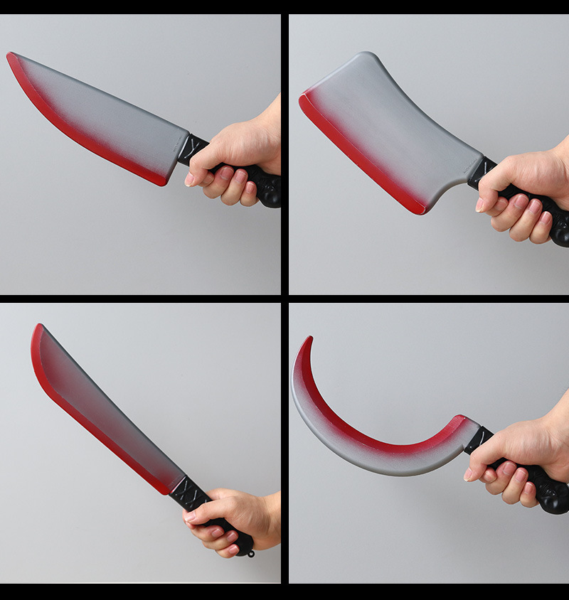 搞怪整蛊血腥尖刀仿真塑料菜刀cosplay万圣节鬼节血刀玩具批发