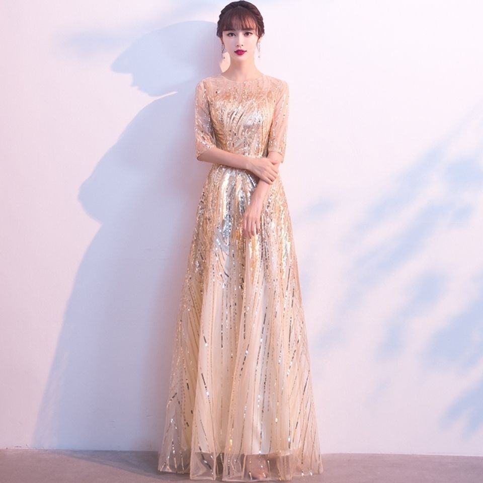 合唱礼服女长款裙修身显瘦指挥裙大合唱团服装优雅大气优雅主持人