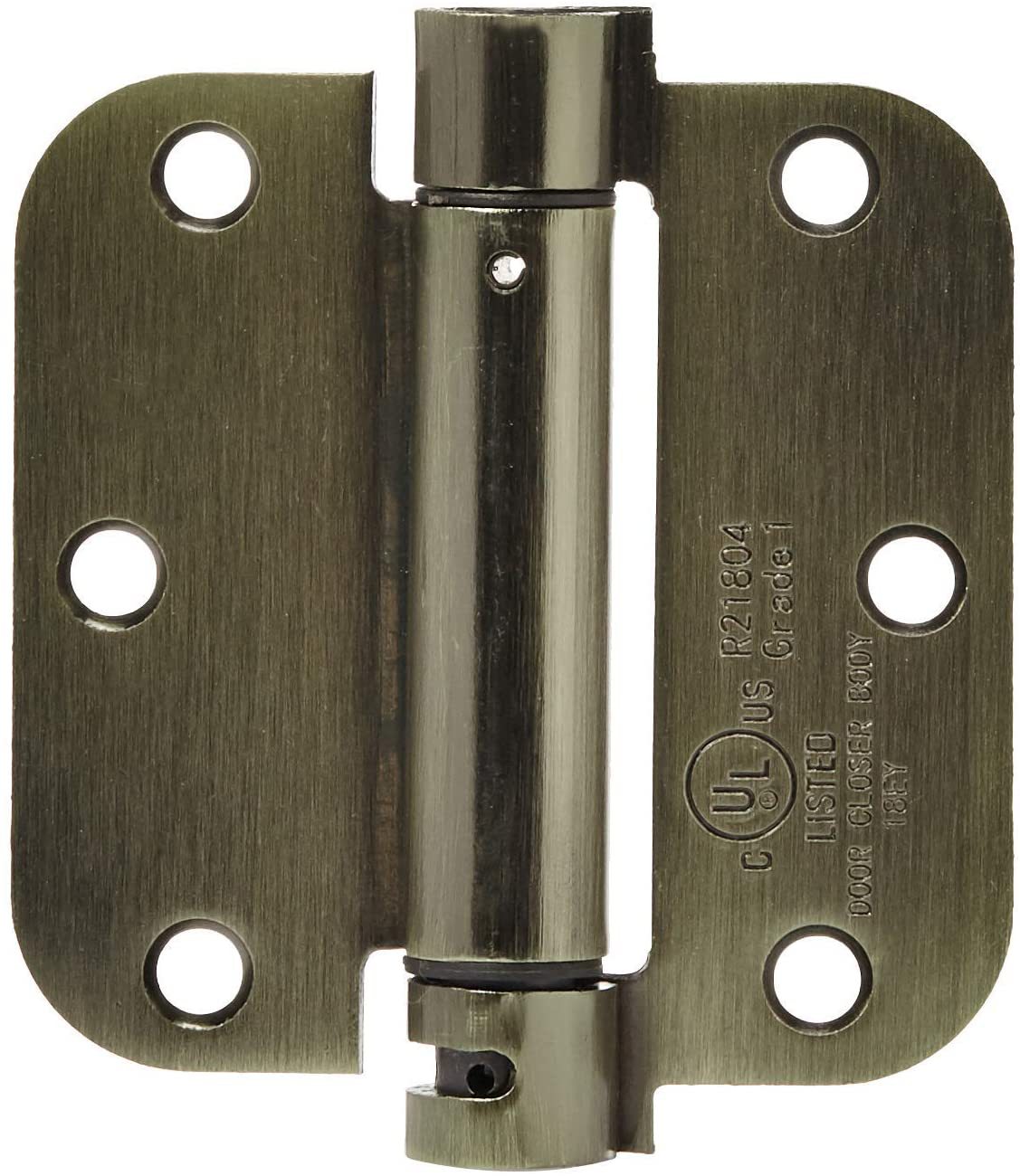 美式自动关闭门铰链,3.5英寸x 3.5英寸,仿古黄铜