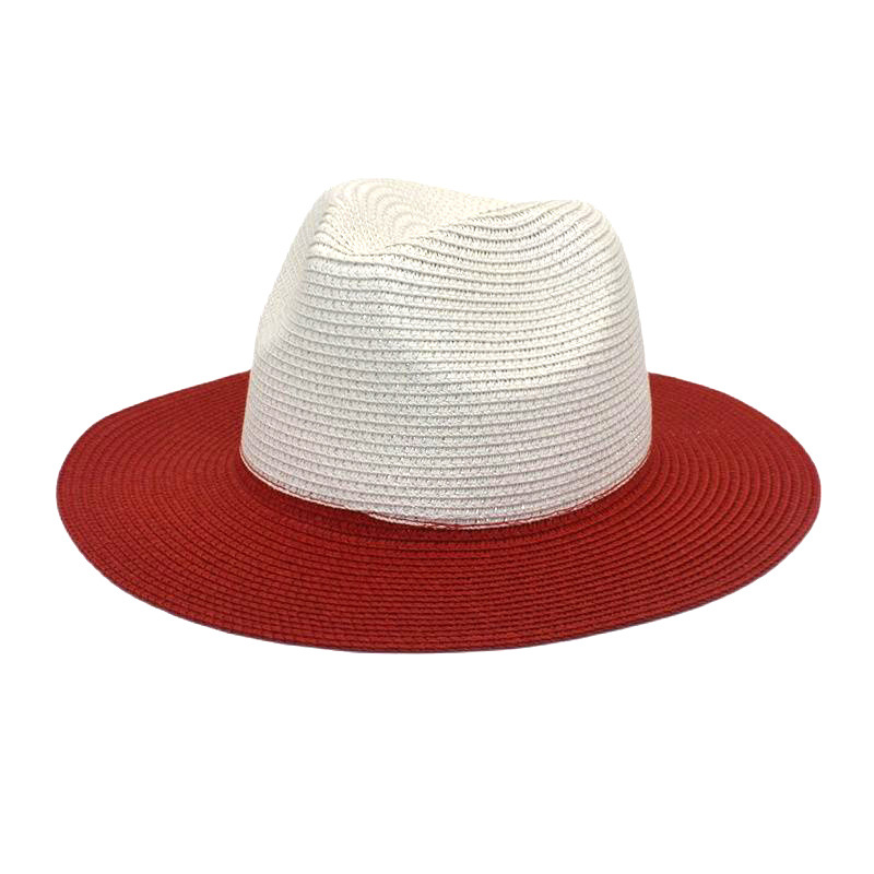 Cross-Border New Arrival Fashion Stitching Straw Hat Men and Women British Outdoor Travel Sun Protection Sun Hat with Wide Brim Two-Color Straw Hat