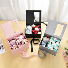 情人节透明开窗伴手礼礼盒创意生日礼物盒翻盖玫瑰花项链礼品盒