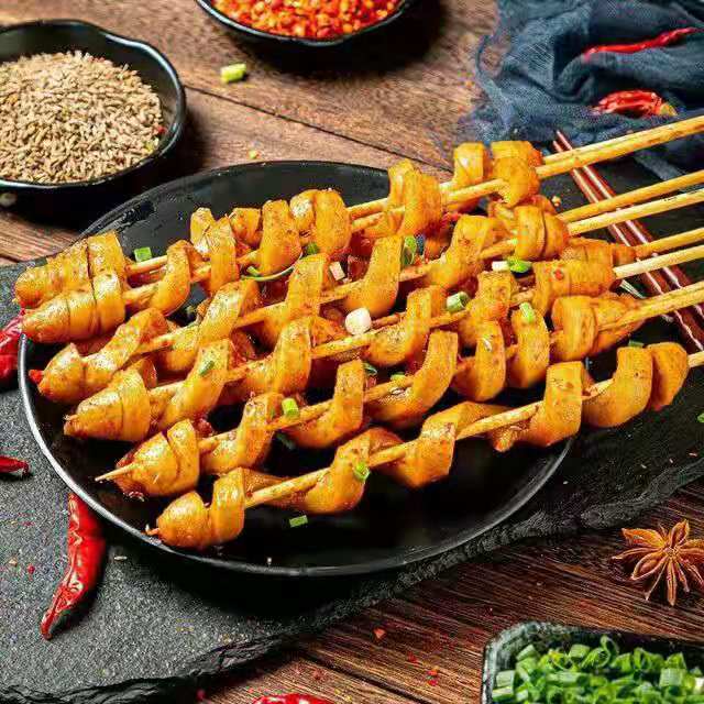厂家现货批发匠军红油面筋串烧烤素食夜宵大排档美食食材速冻食品