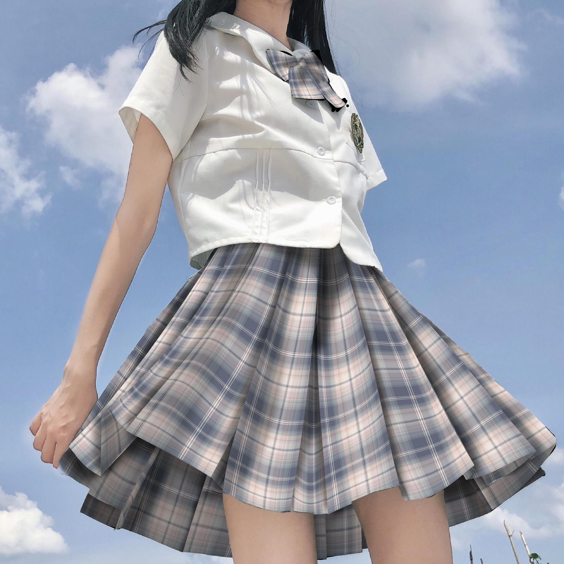 温馨设计jk 格裙制服短裙【暮烟柳】代理支持一件发货-阿里巴巴