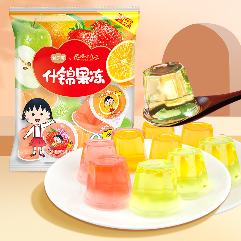 樱桃小丸子360克袋水果味什锦果冻儿时怀旧零食儿童健康休闲零食