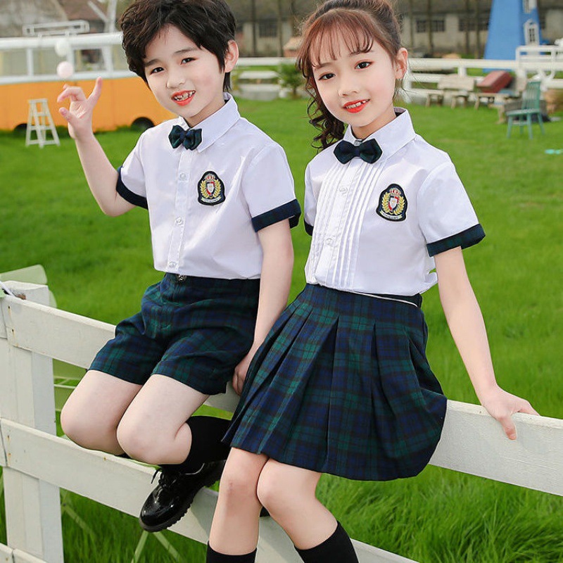 幼儿园园服夏装儿童校服英伦风衬衫套装小学生夏季班服毕业照服装