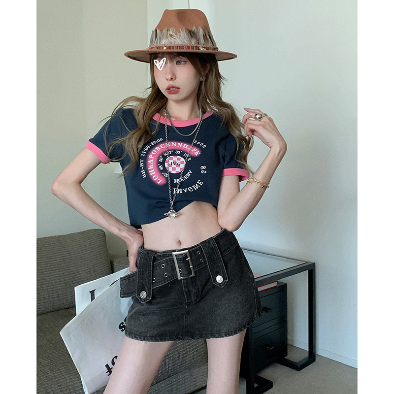   0202 American Hot Girl Denim Pantskirt Women's Spring/Summer 2023 New Skirt Anti-Exposure A- line Sheath Skirt