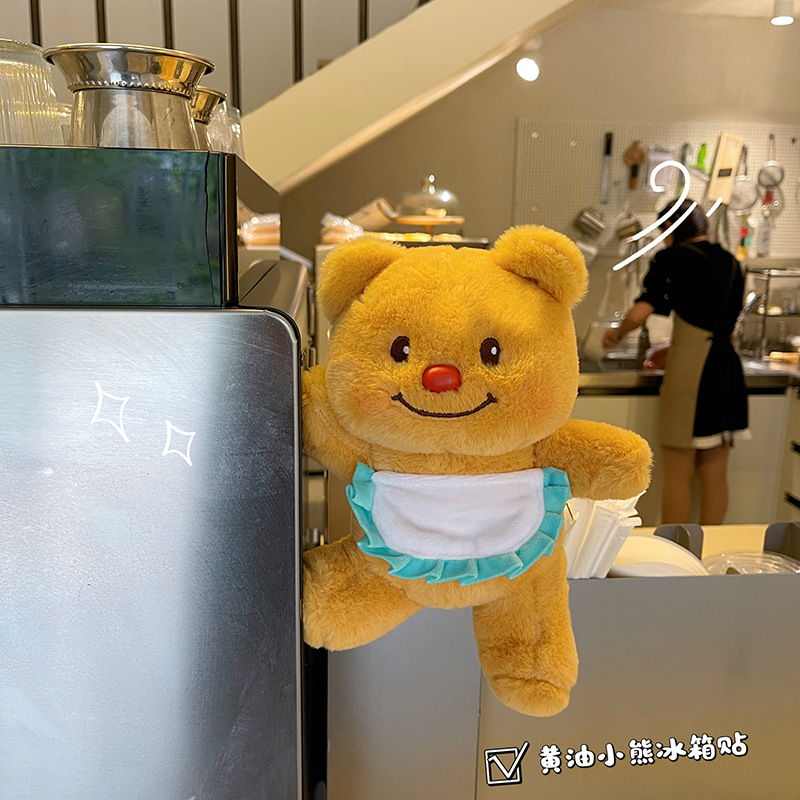跨境批发黄油小熊玩偶毛绒柔软可爱情侣冰箱贴卡通生日礼物小公仔