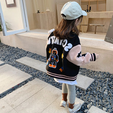 女童秋冬装外套宝宝洋气儿童个性潮牌韩版字母时髦加厚夹棉棒球服