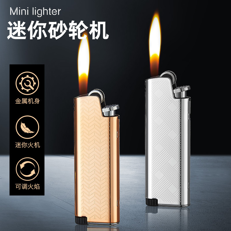家用小巧轻薄便携砂轮明火打火机实用充气金属打火机批发-阿里巴巴