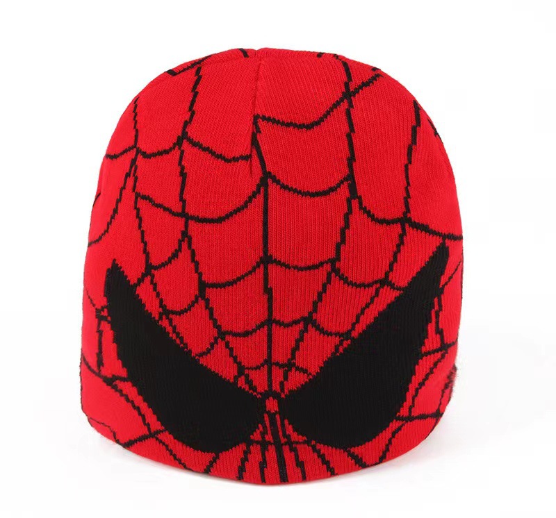 Best Seller in Europe and America Spider-Man Mesh Knitted Hat Man and Woman Cartoon Beanie Hat Warm Hat Winter Foreign Trade Pullover Hat