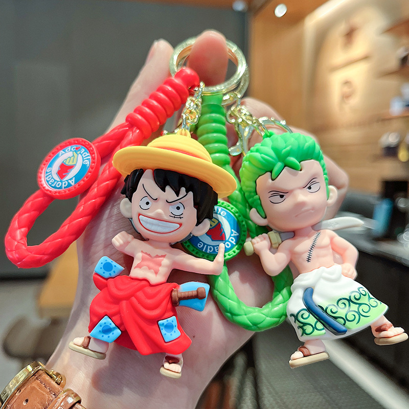 Cartoon Anime One Piece Road Feiqiao Bausop Three-Dimensional Doll Car Key Ring Pendant Gift Wholesale