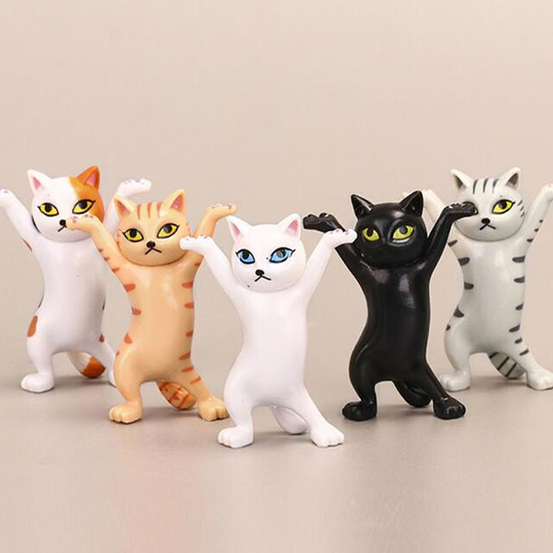 5 Models Dancing Cat Garage Kits Ornaments Anime Cat Model Trend Toy Enchanting Cat Capsule Toy Doll Cake Ornaments