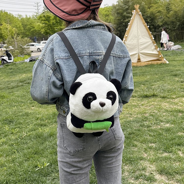 Cartoon Doll Cute Funny Three-Dimensional Plush Panda Backpack Bags Girl Kid's Small Schoolbag Travel Backpack