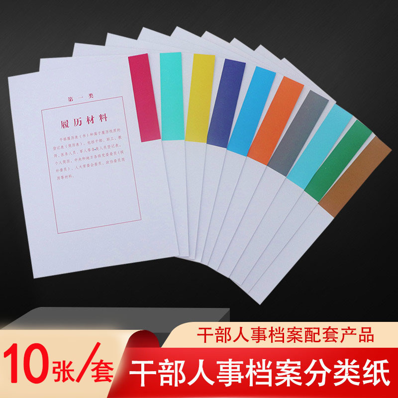 a4新标准干部人事档案分类纸隔页纸彩色十大类分类纸分隔纸分类角