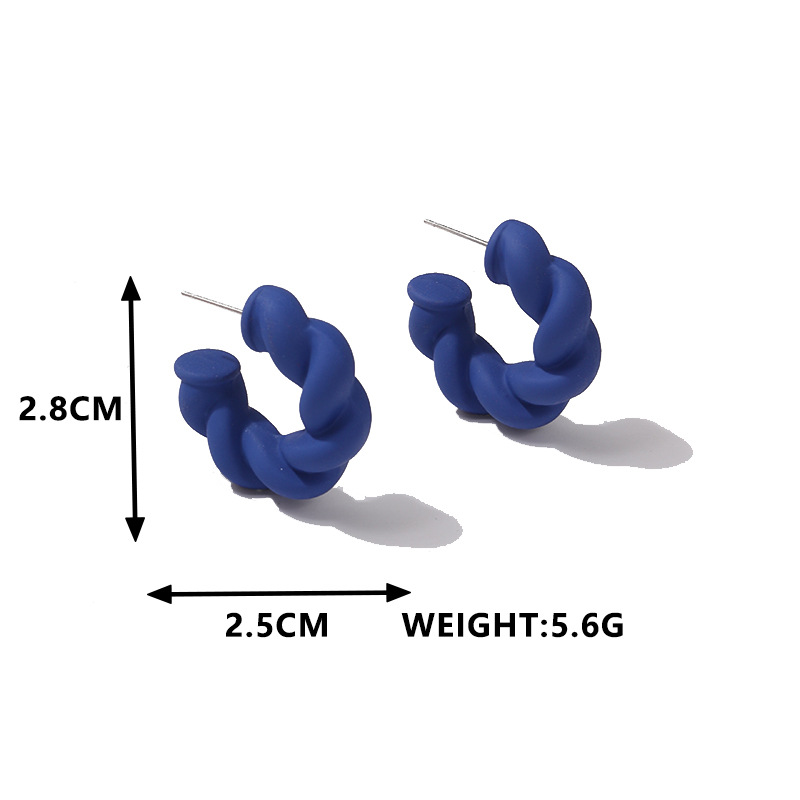 Summer New Simple Dopamine Color Earrings Simple Temperament Candy Color C- Shaped Twist Earrings Factory Direct Sales