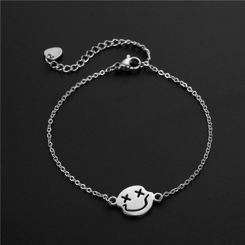 Amazon 304 Stainless Steel Smile Bracelet Female New Fashion Smiley Bracelet Cold Style Couple Ornament Wholesale