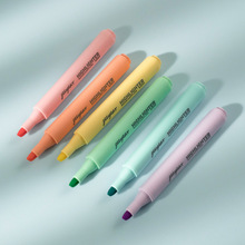 三角杆荧光笔 大容量6色荧光笔套装记号彩色粗划重点荧光知浩林舟