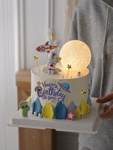 宇航员蛋糕装饰摆件男孩太空星球宇宙银河火箭蛋糕装扮插牌插件