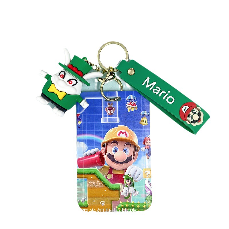 Super Mario Student Easy Pull Card Bus Card Cover Campus Meal Card Access Card Cartoon Card Bag Bag Hanging Key Chain