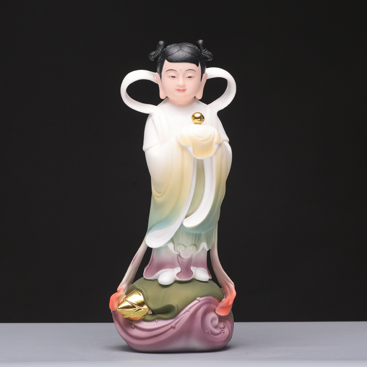 金童玉女佛像摆件供奉家用招财善财童子龙女观音菩萨佛前侍奉ha56