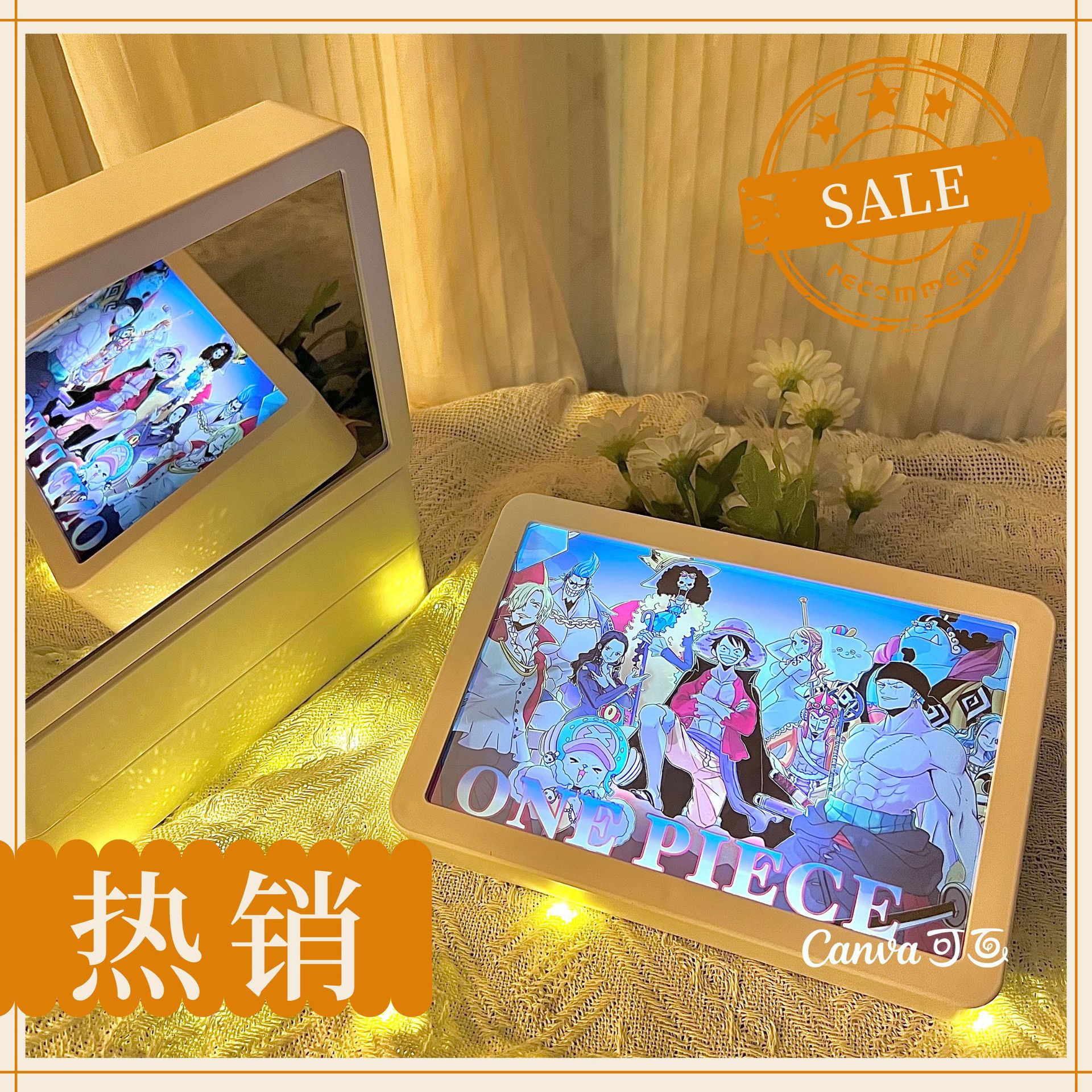 mirror pen holder light painting picture frame decorative painting student household to picture for girls girlfriends couple atmosphere small night lamp