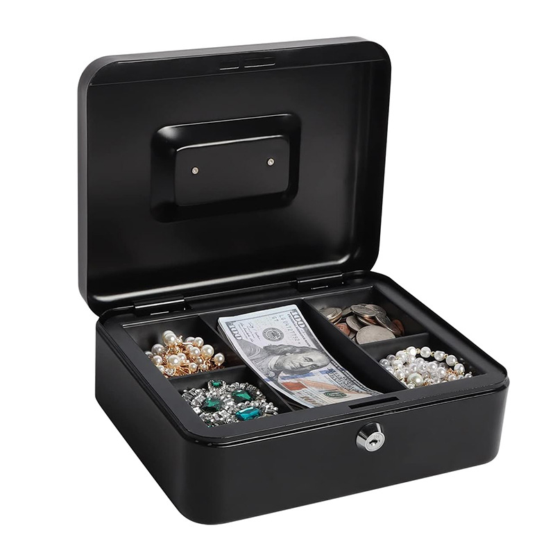 零钱盒钱箱 手提小铁箱子收银箱保险收纳盒储蓄罐钱箱 cash box