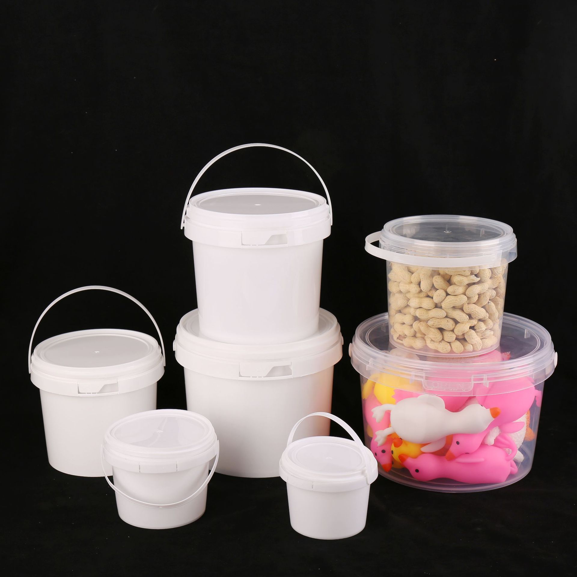 Portable round Thickened Plastic Bucket Food Grade Pp Milk Tea Small Bucket Transparent Household Snack Sealed Storage